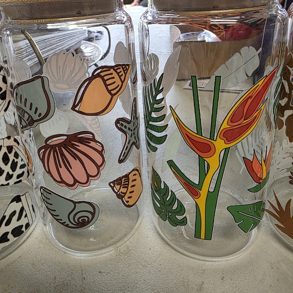 Beer Can Glass Cups with Bamboo Lids - Picture 3 of 4
